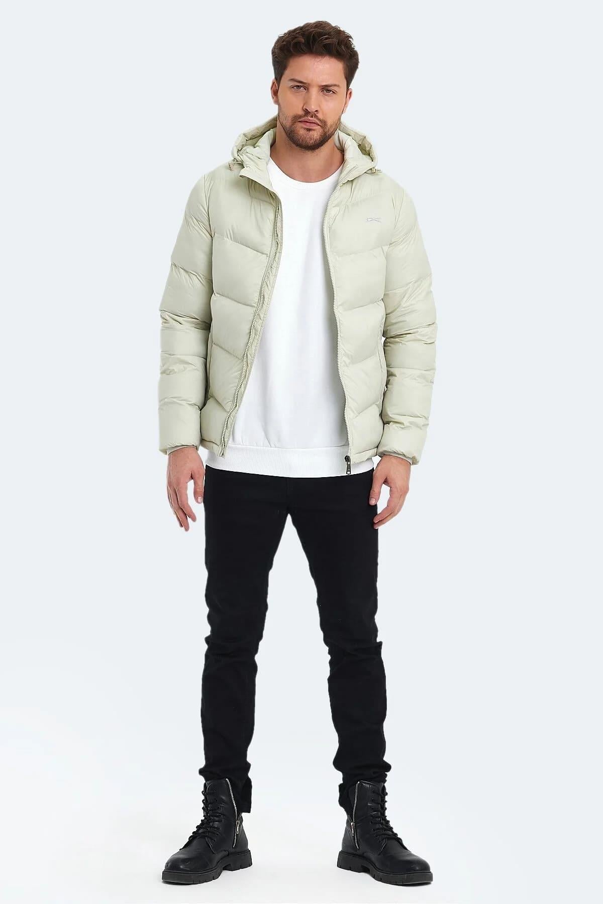 Slazenger World In Erkek Puffer Şişme Mont Kırık Beyaz