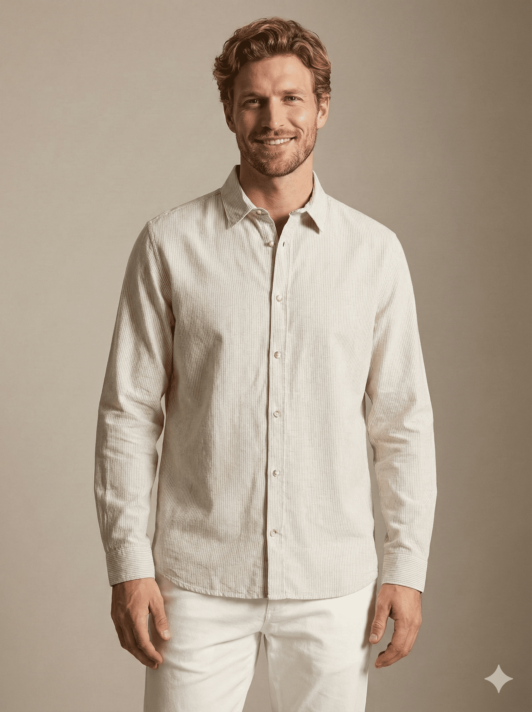 Jack & Jones JJESUMMER Erkek Keten Gömlek Krem Bej 12248384