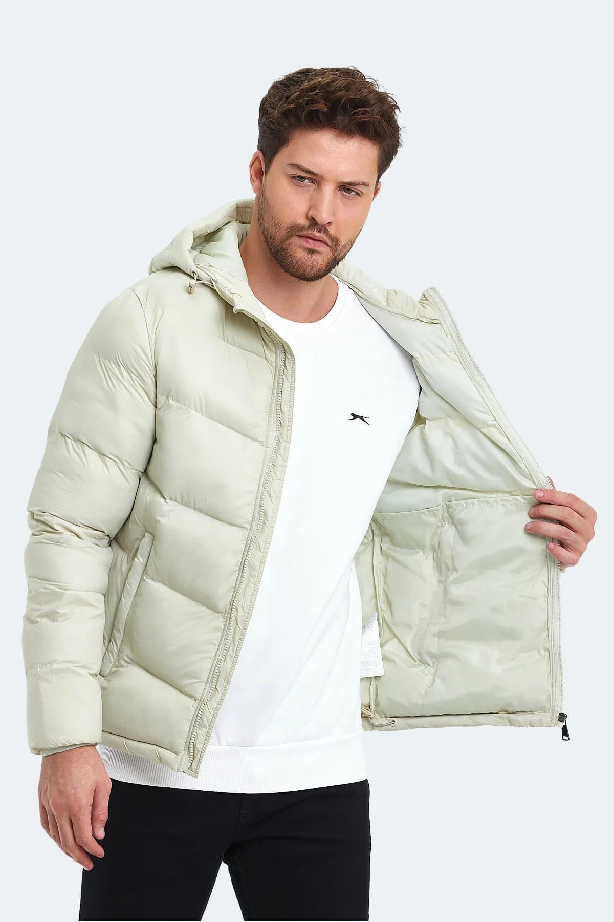 Slazenger World In Erkek Puffer Şişme Mont Kırık Beyaz