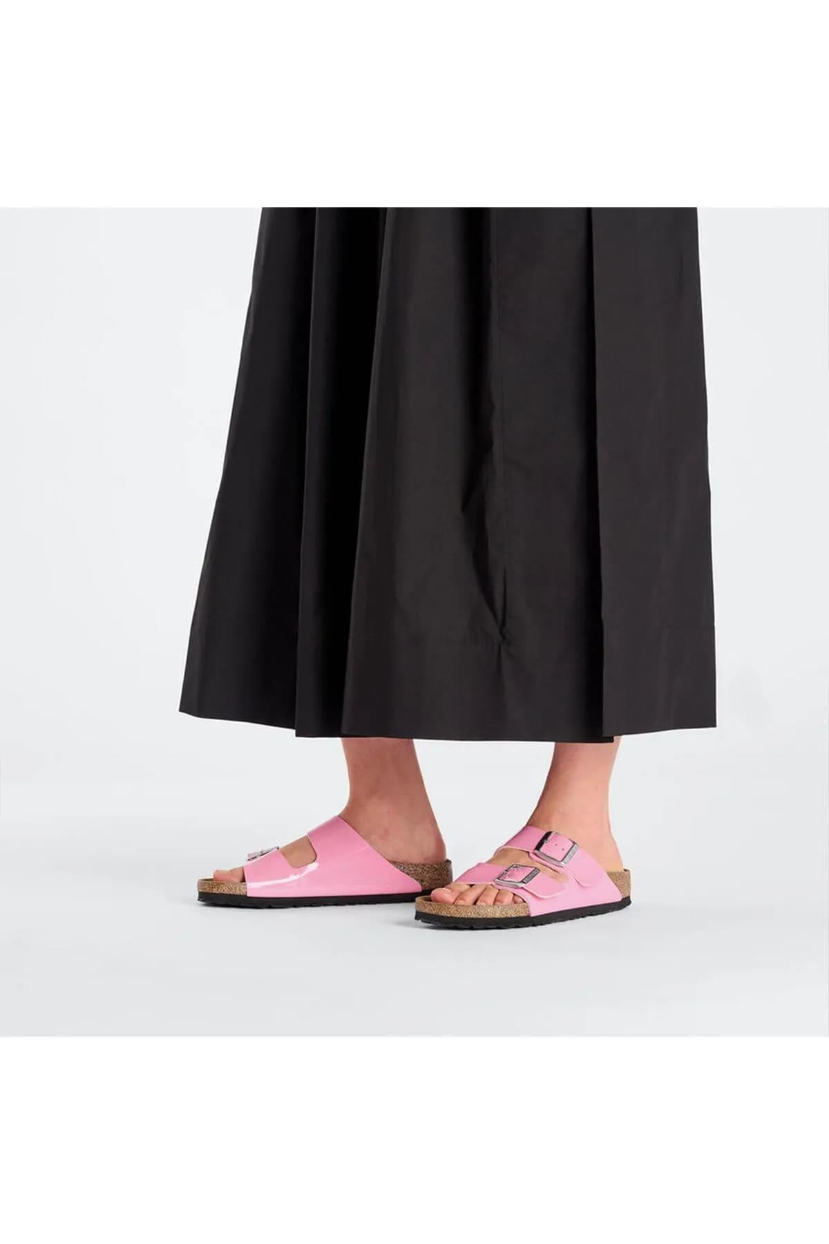 Birkenstock Arizona BF Patent Candy Pink Black Pembe Çift Tokalı Kadın Terlik 1026957 v