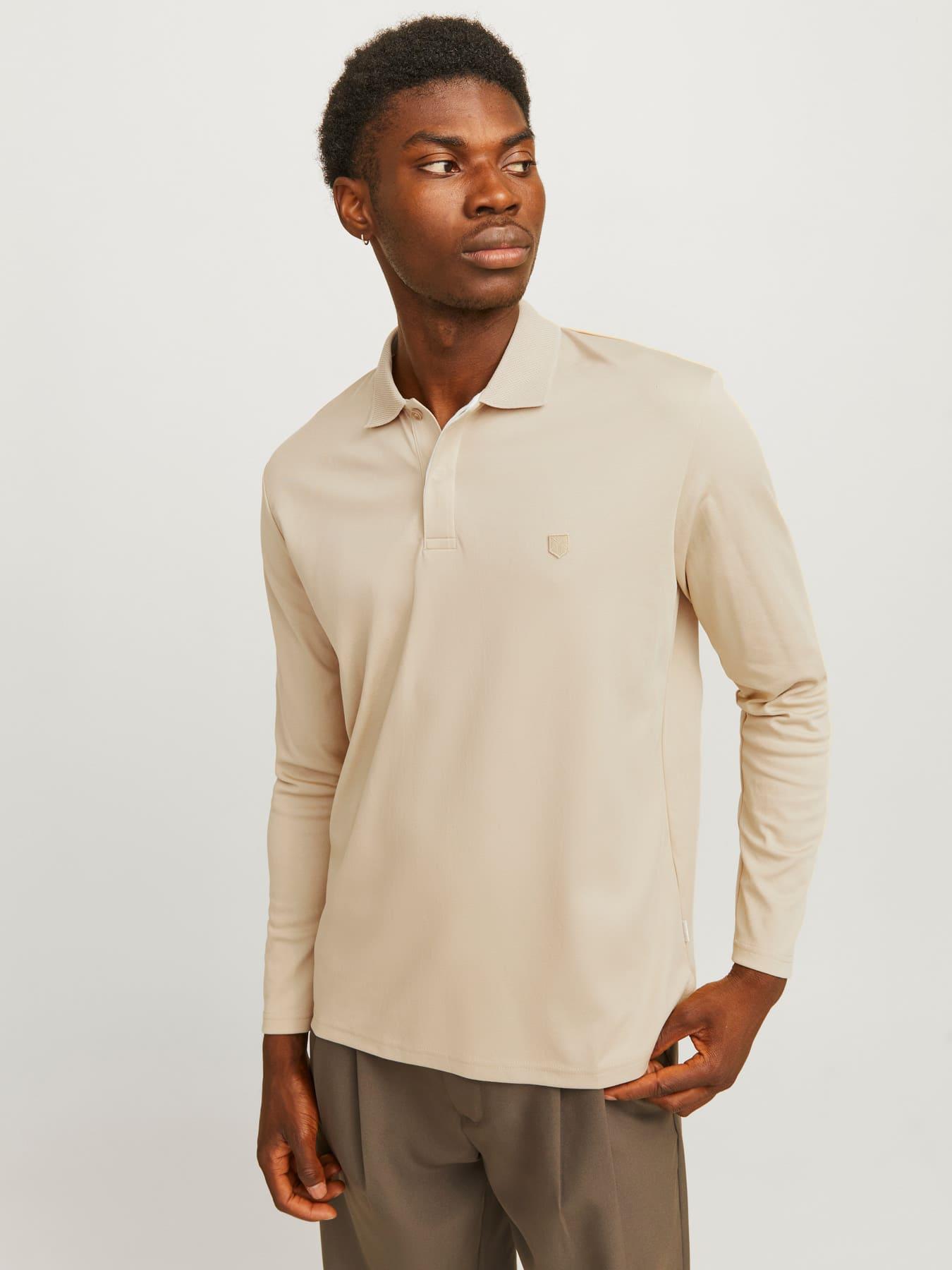Jack & Jones JPRCCRODNEY LS Polo Yaka Bej Erkek Sweat Shirt 12259645