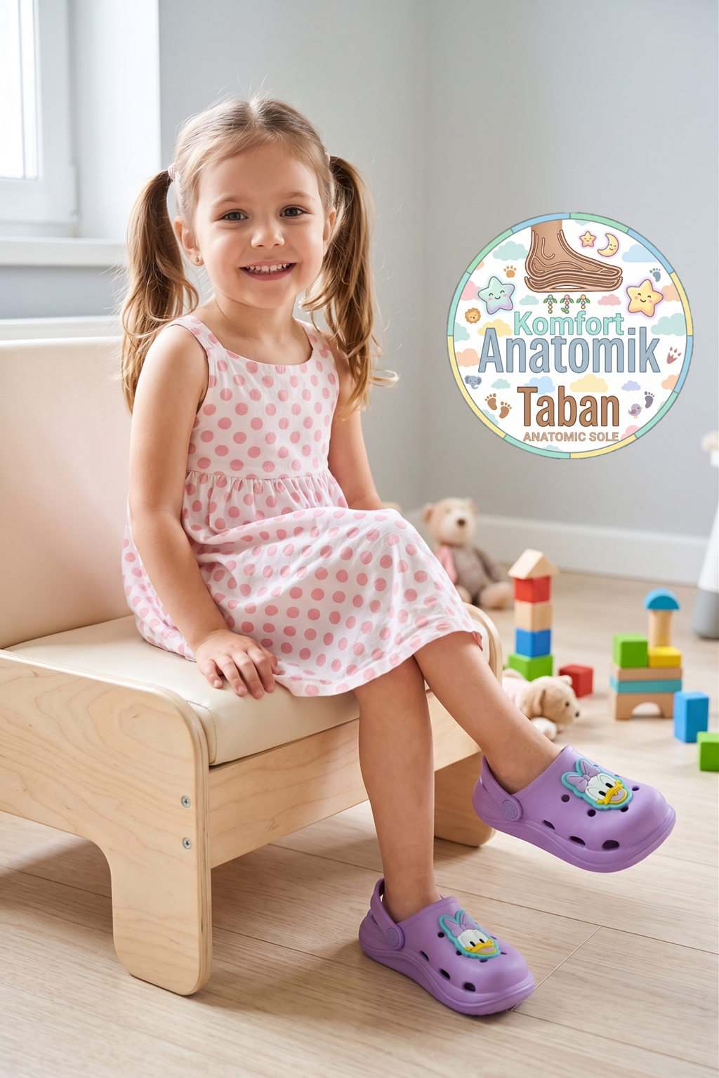 Cross Anatomik Ördek Figür Lila Eva Plaj Deniz Günlük Çocuk Terlik 303