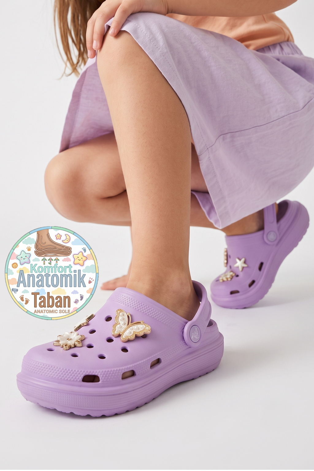 Cross Anatomik Taşlı Lila Eva Plaj Deniz Günlük Çocuk Terlik 755