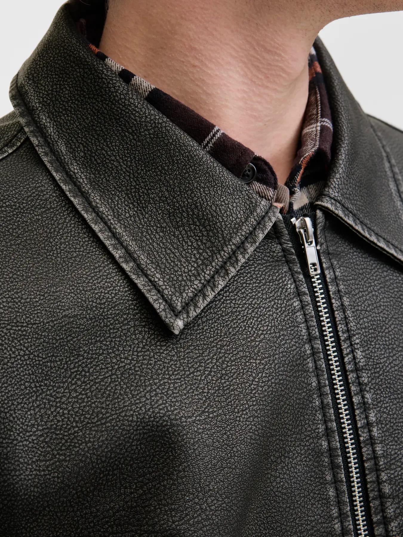 Jack & Jones JJECASABLANCA Erkek PU Deri Mont Siyah 12278839