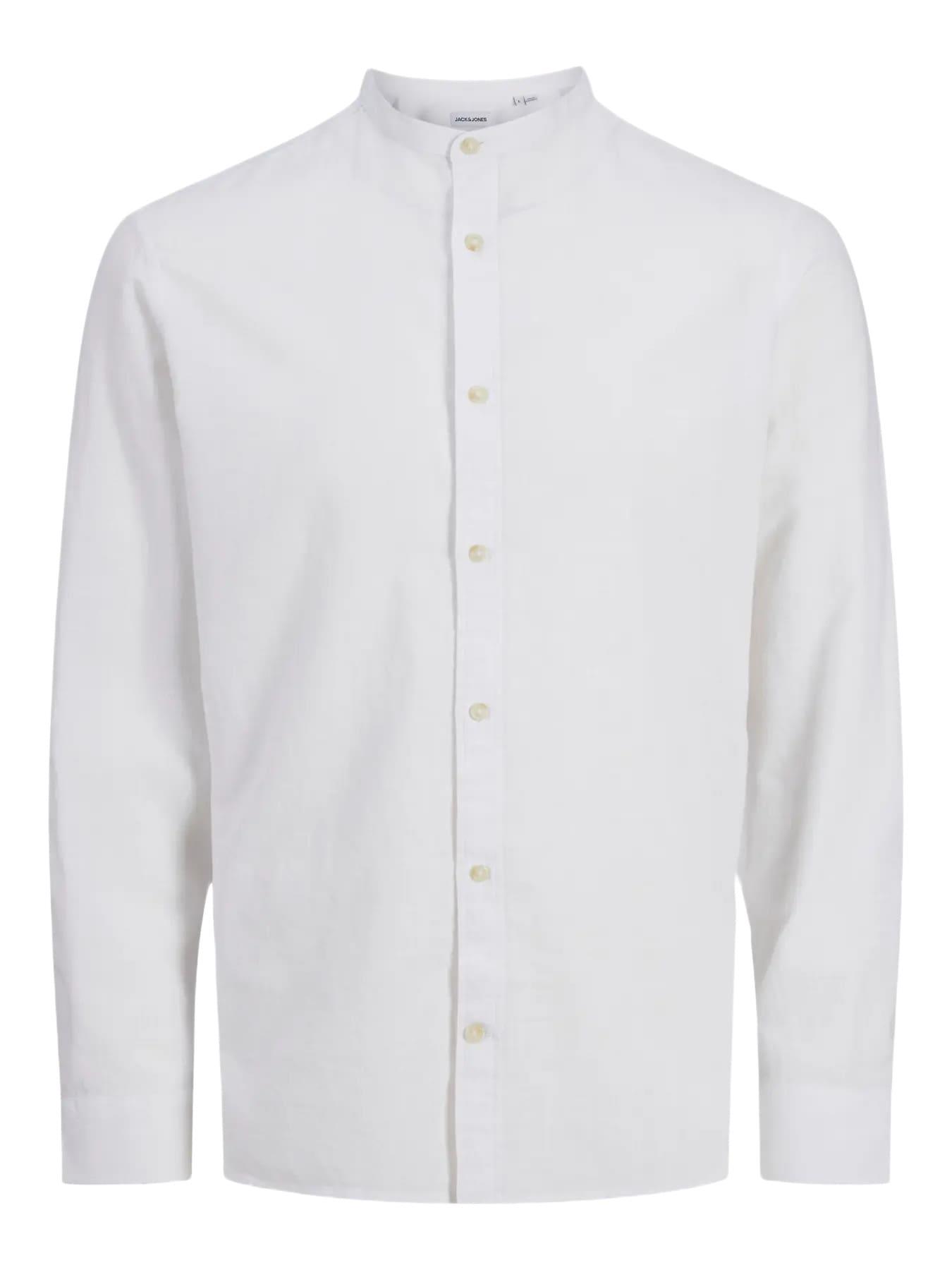 Jack & Jones JJESUMMER Band Erkek Keten Gömlek Beyaz 12269319