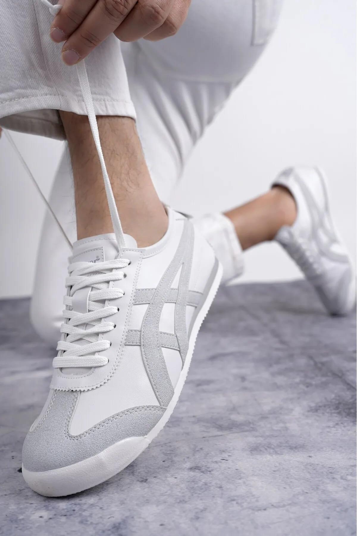 eTayger E-2056 Beyaz Gri Erkek Sneaker Spor Ayakkabı