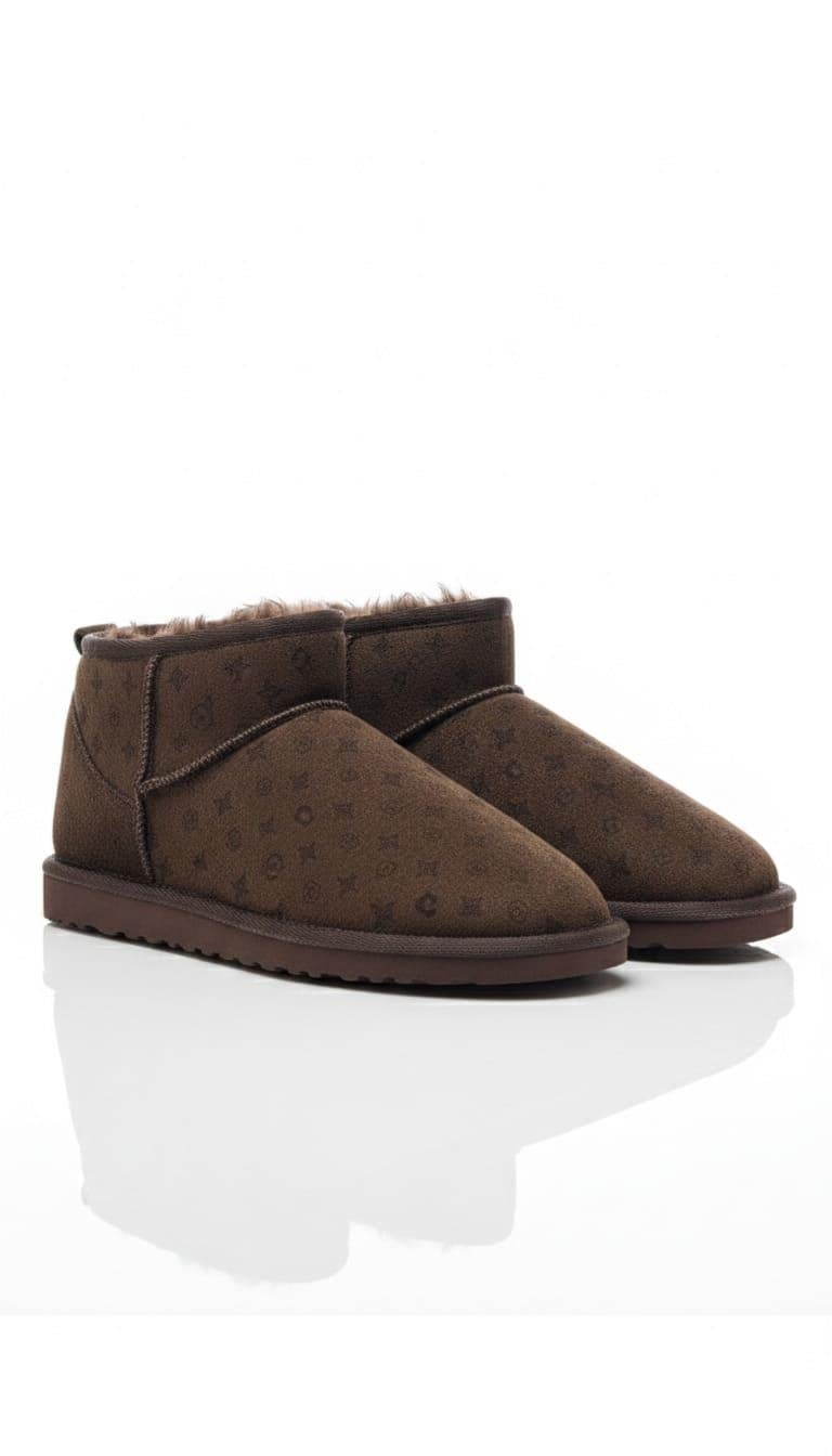 Pierre Cardin Baskılı Kadın İçi Peluş Süet Koyu Kahve Günlük Bot 55391