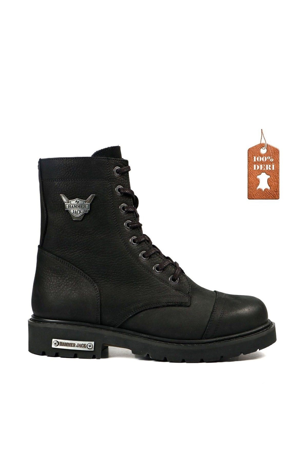 Hammer Jack Siyah Hakiki Deri Bot Postal  102 18505-G