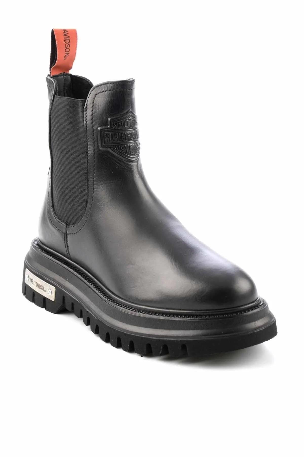 Harley Davidson Mourir Siyah Deri Kadın Bot Postal Ayakkabı