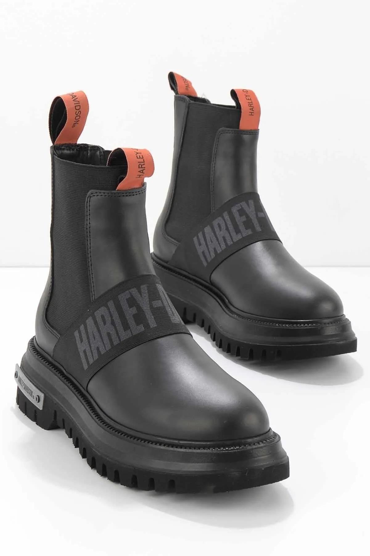 Harley Davidson NEFUD Siyah Deri Kadın Bot Postal Ayakkabı