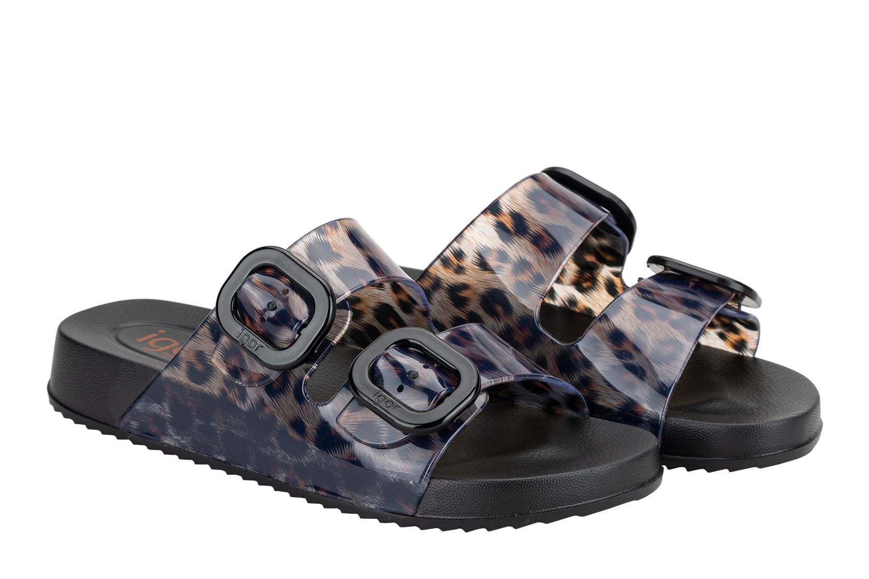 İgor Habana Brillo Kadın Terlik Leopar Siyah Negro S10336-002