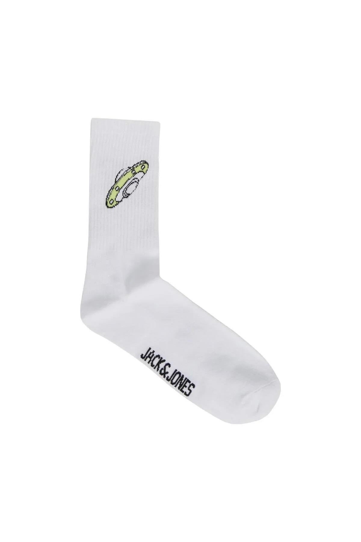 Jack & Jones Erkek 5 li Beyaz Pop Art Çorap 12240536