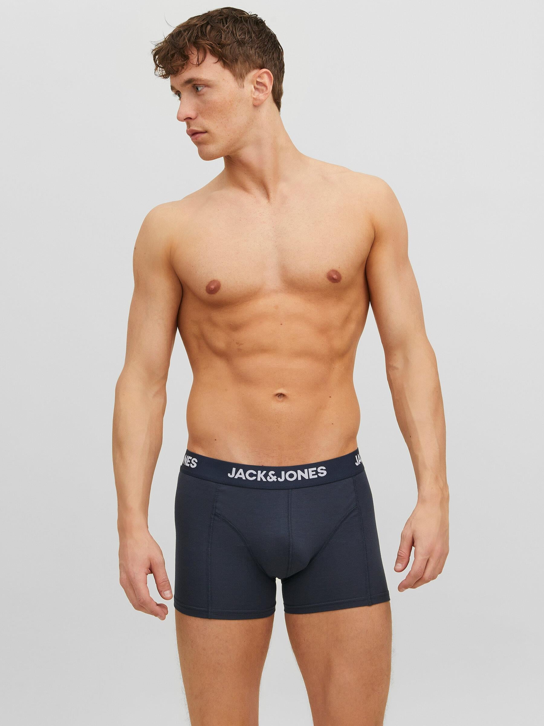 Jack & Jones JACANTHONY Erkek 3 Lü Set Siyah Boxer 12160750 Siyah Gri Laci 3 Renk
