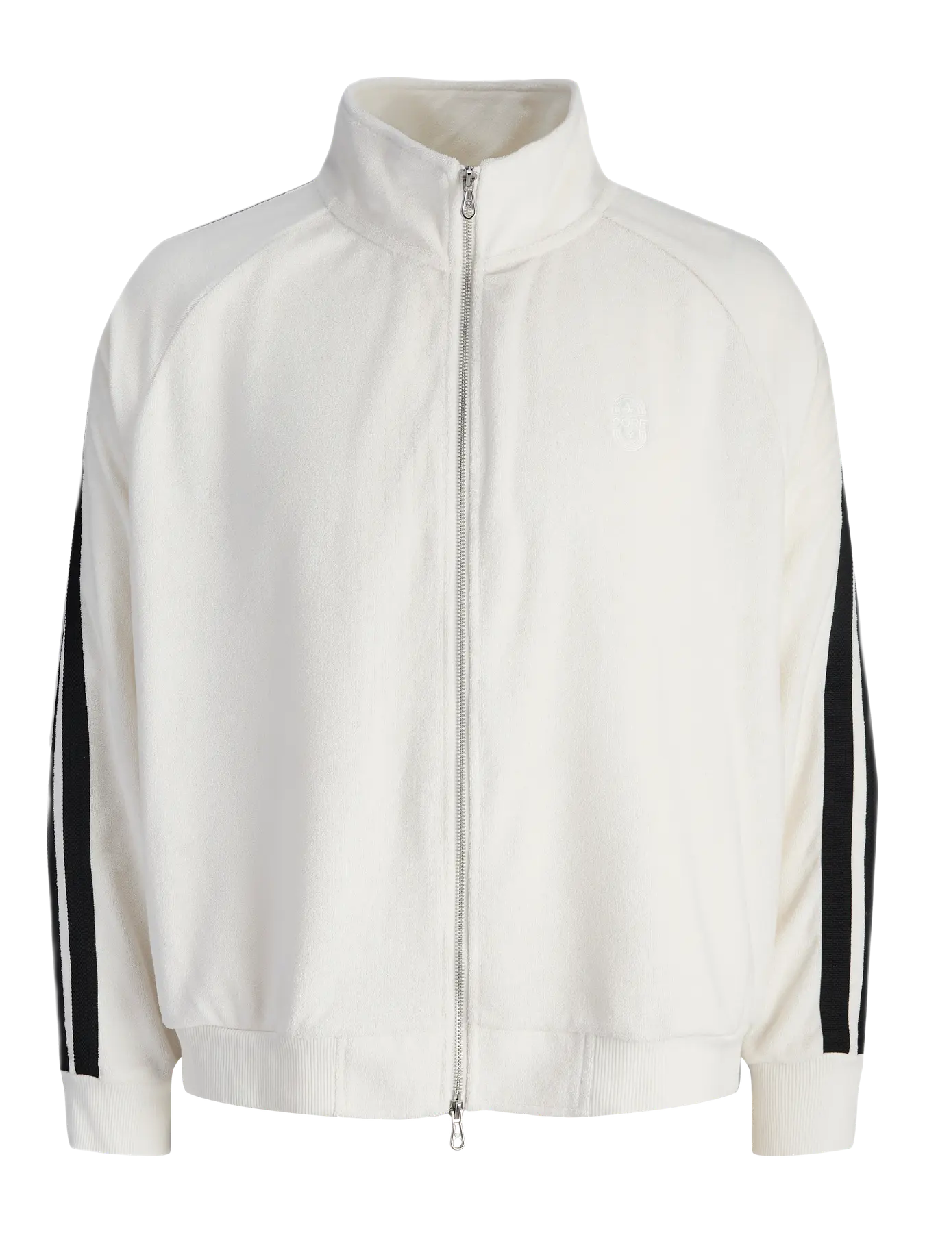 Jack & Jones JCOATHLETICO TOWEL Kırık Beyaz Erkek Fermuarlı Sweat Ceket 12286672