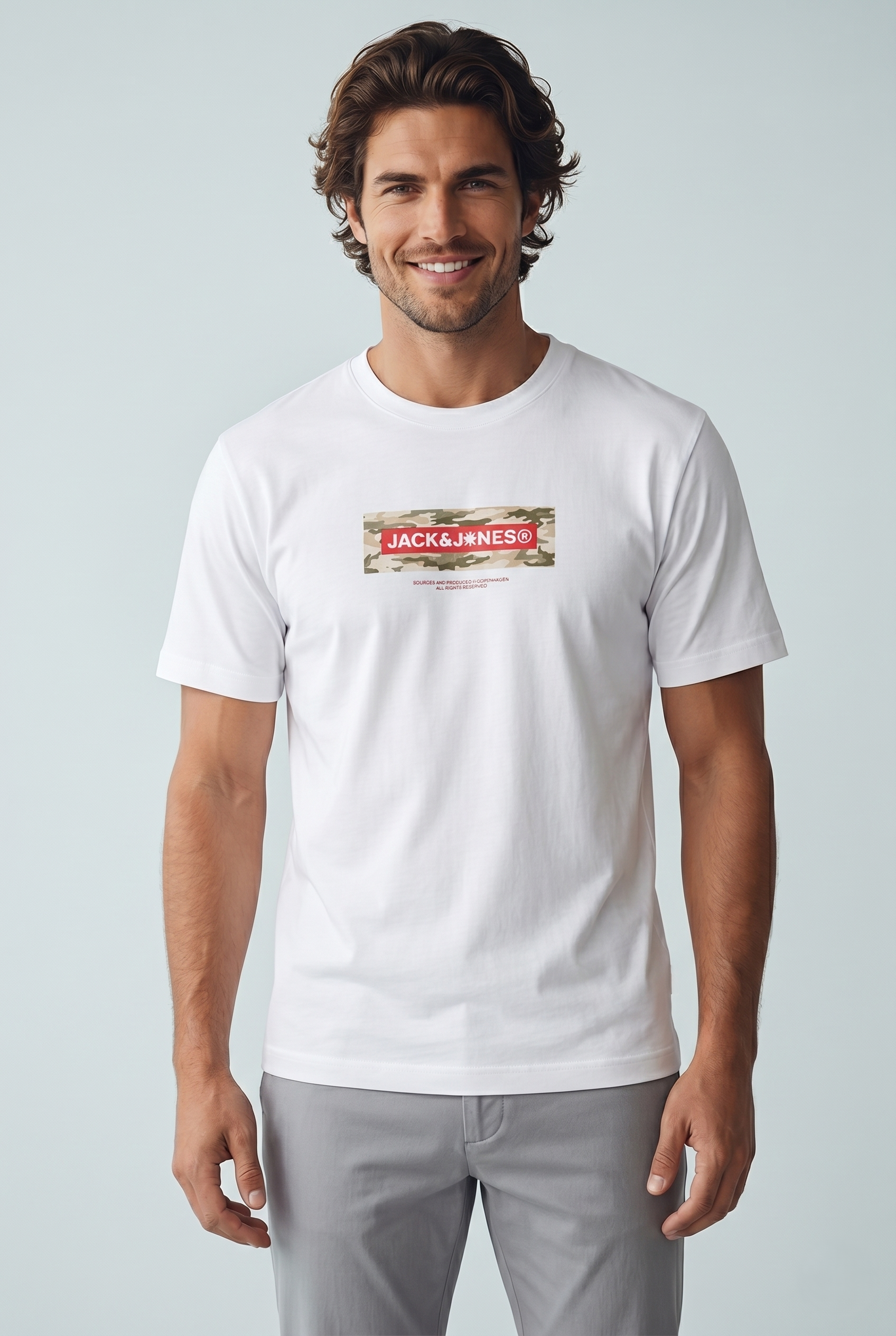 Jack & Jones Jcobreeze Marka Baskılı Erkek Beyaz Tişört 12297851