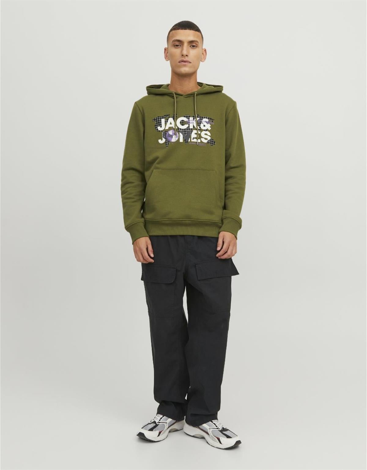 Jack & Jones JCodust Hood Kapüşonlu Yeşil Erkek Sweatshırt 12240214