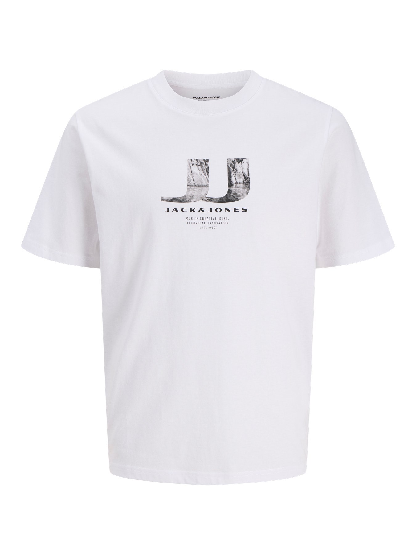 Jack & Jones JCODUST JJ PHOTO TEE SS CREW FST Logolu Erkek Beyaz Tişört 12297849
