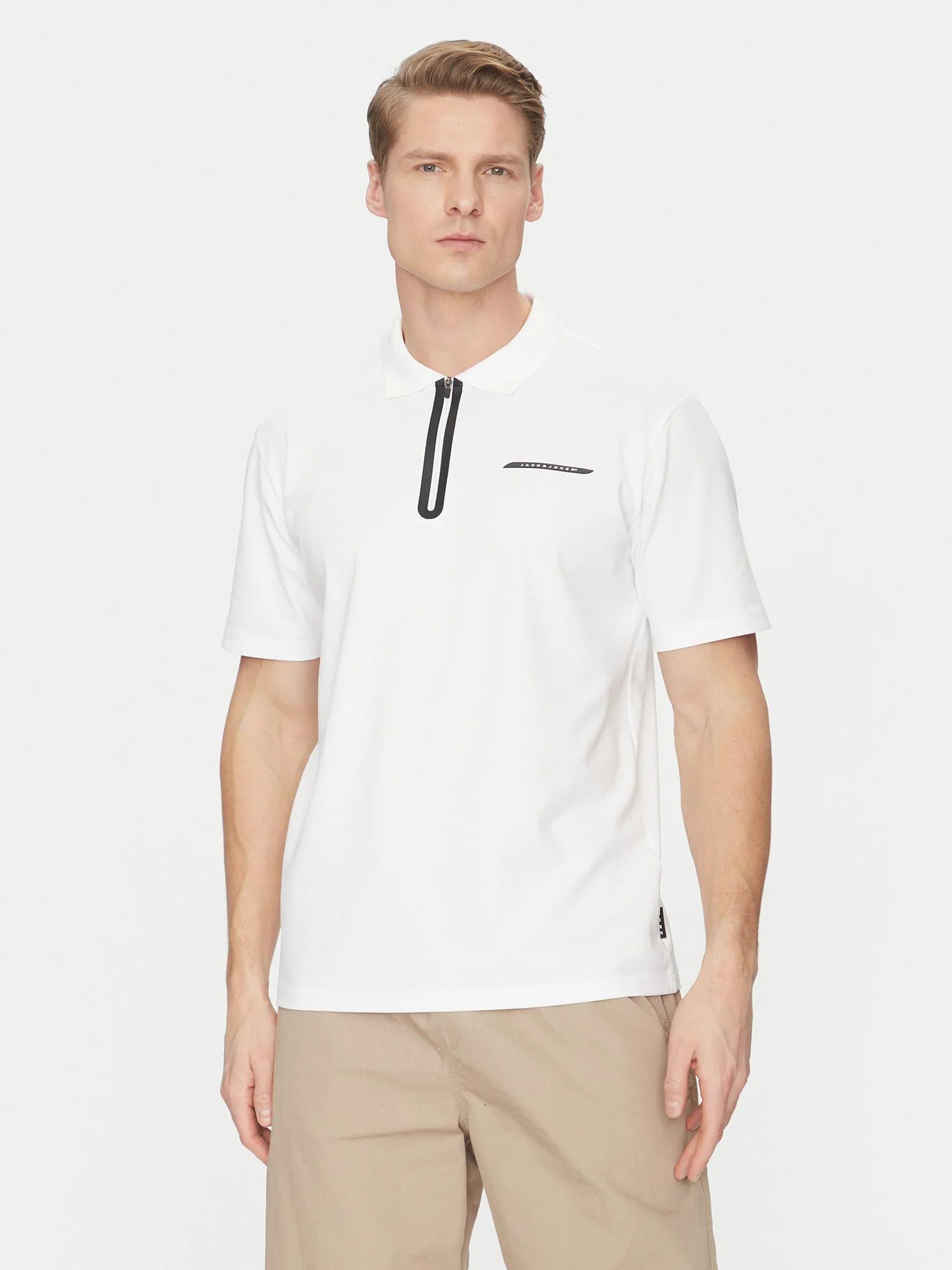 Jack & Jones JCOFUSION Pike Polo Yaka Beyaz Erkek Tişört 12273127