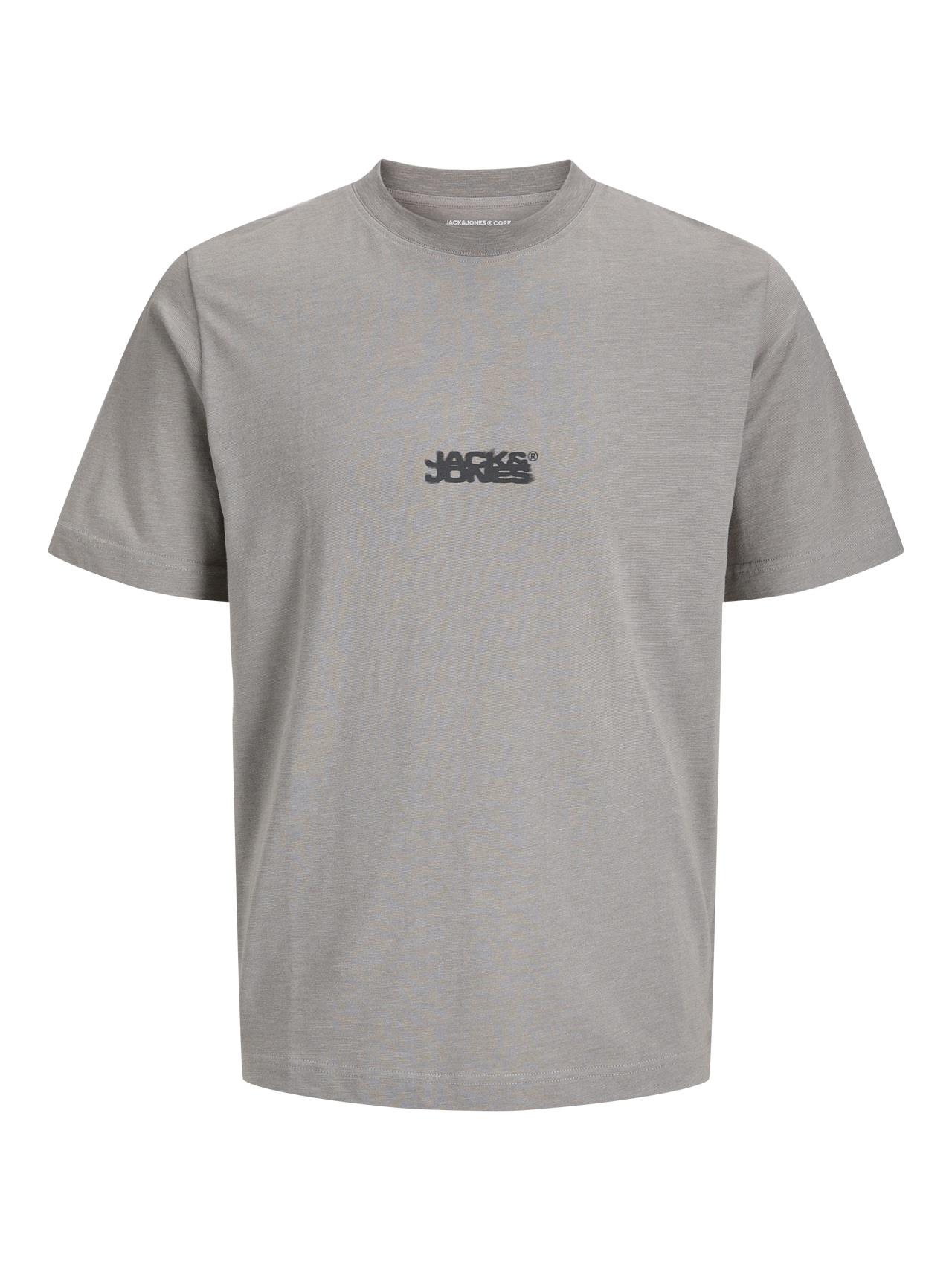 Jack & Jones JCOSAGO SLUB J&J Logolu Erkek Gri Tişört 12276524