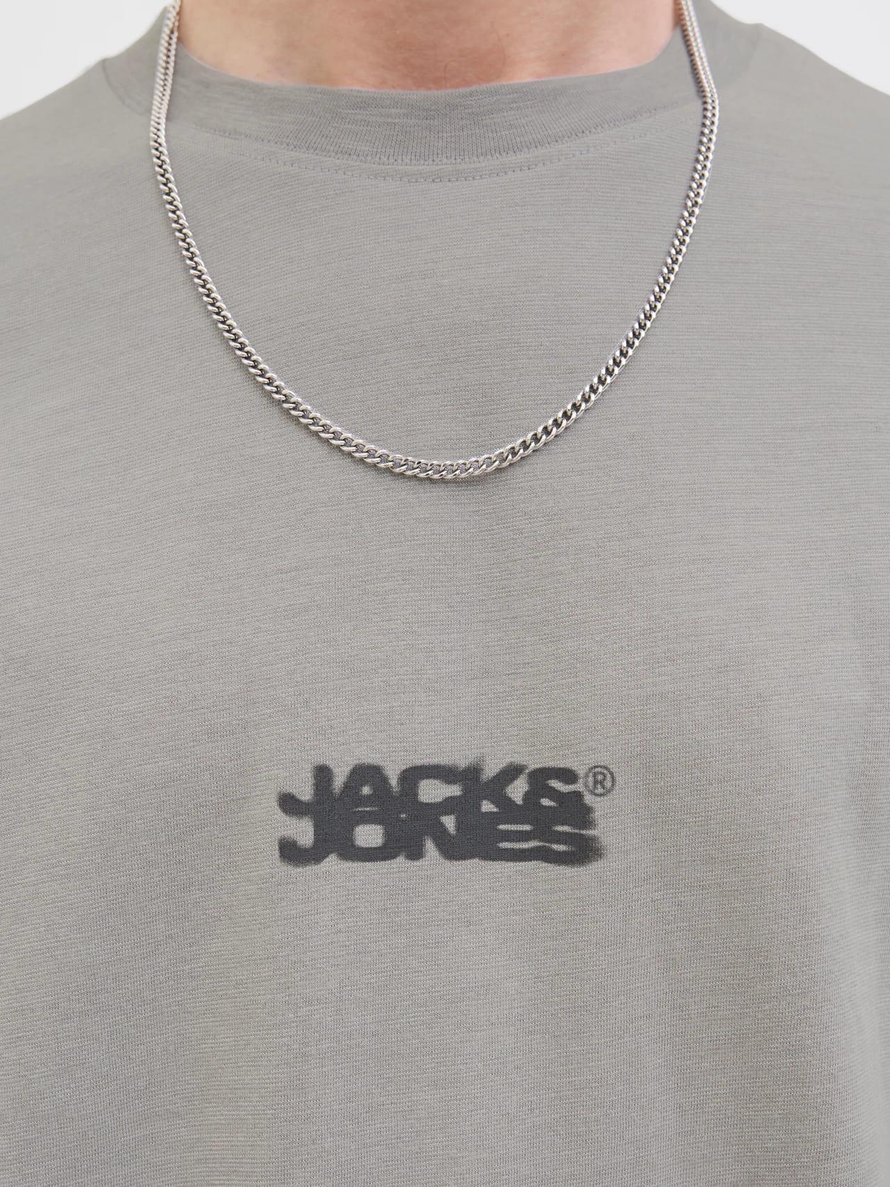 Jack & Jones JCOSAGO SLUB J&J Logolu Erkek Gri Tişört 12276524