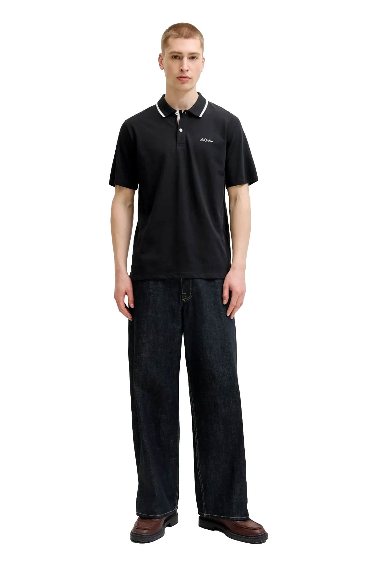 Jack & Jones Jjblaze Polo Yakalı Siyah Tshirt 12288376