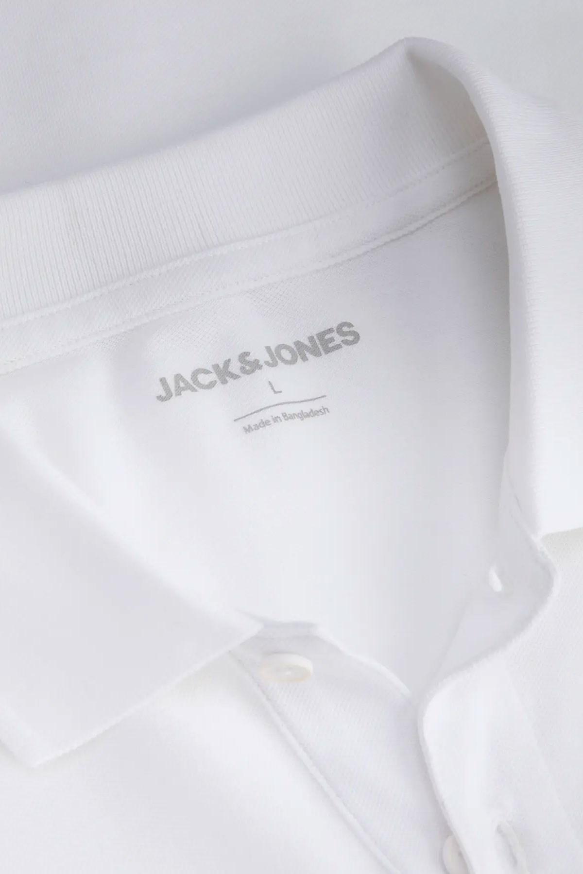 Jack & Jones JJCOLLEGE Polo Yakalı Logolu Beyaz Tshirt 12288360