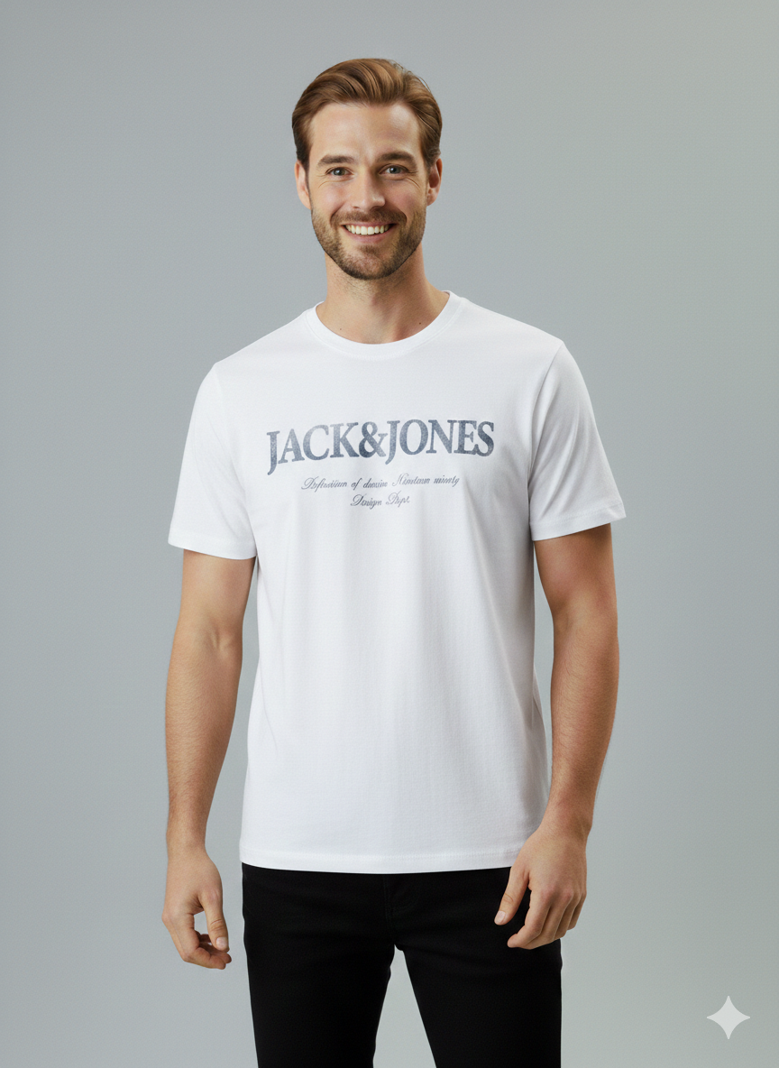 Jack & Jones JJDEVIN DAYTONA Logolu Erkek Beyaz Tişört 12290173