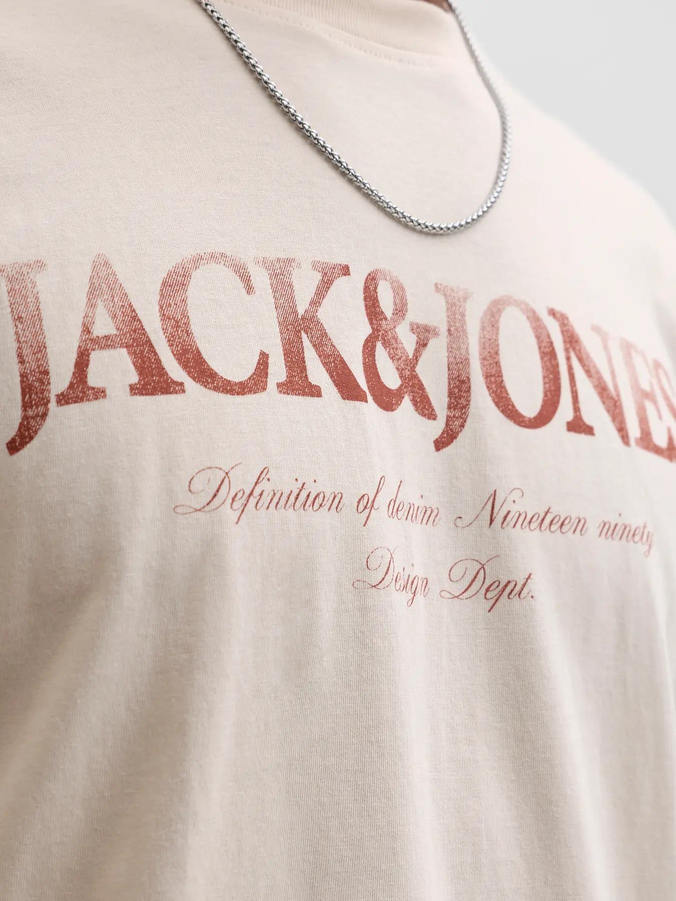 Jack & Jones JJDEVIN DAYTONA Logolu Erkek Krem Tişört 12290173