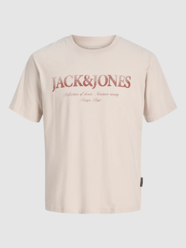 Jack & Jones JJDEVIN DAYTONA Logolu Erkek Krem Tişört 12290173
