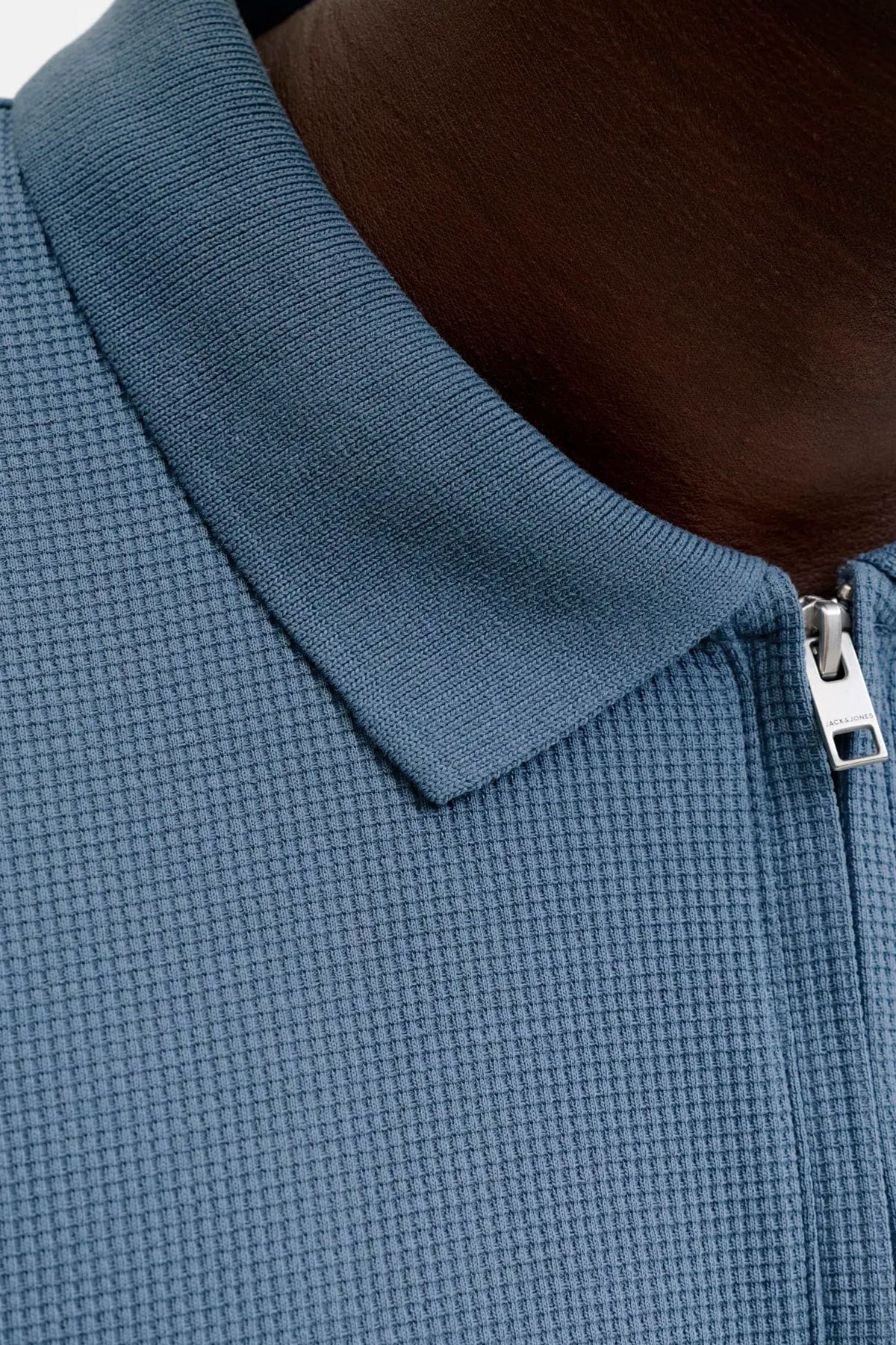 Jack & Jones Jjeaustin Fermuarlı Polo Yakalı Mavi Tshirt 12279177