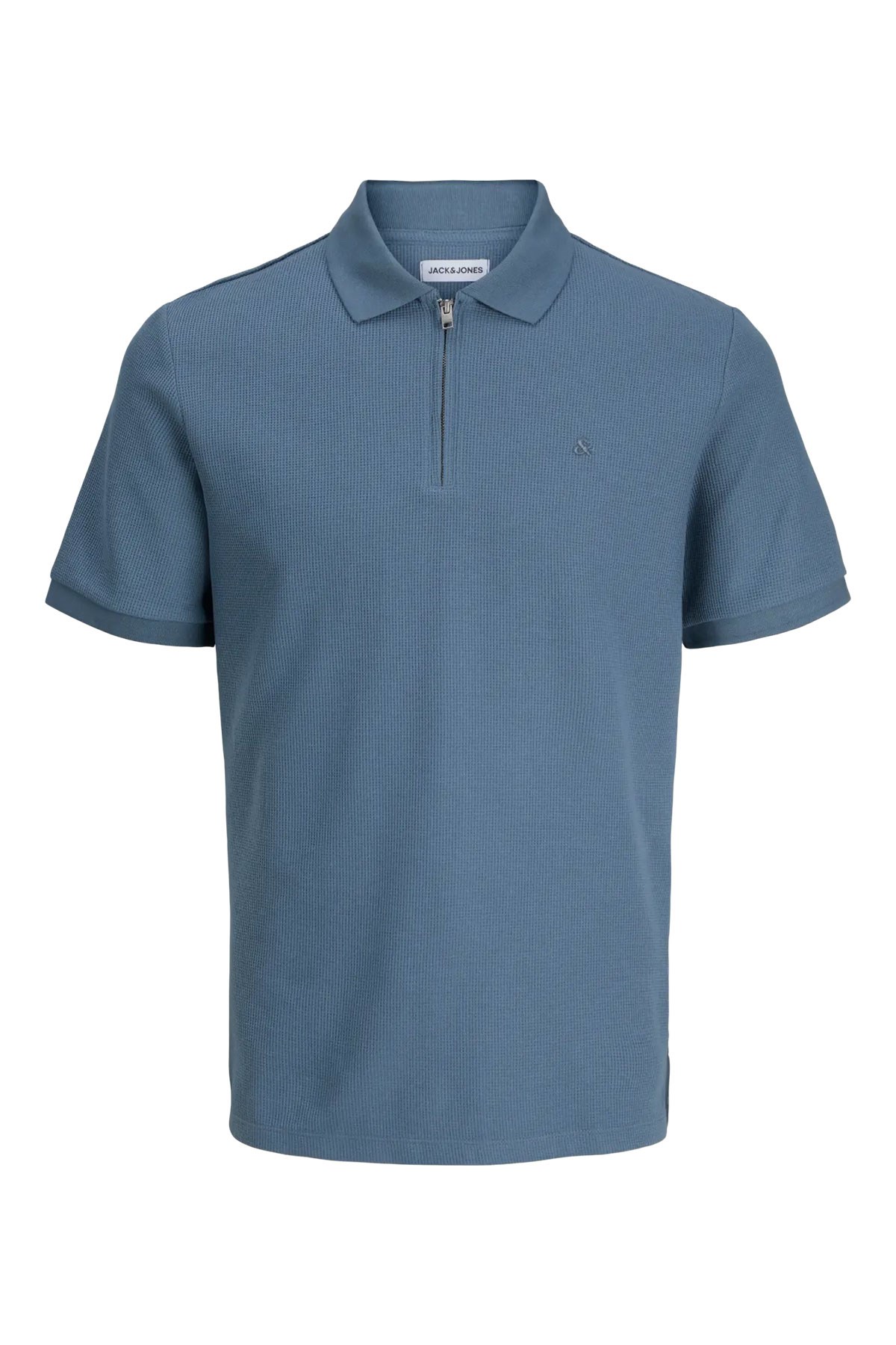 Jack & Jones Jjeaustin Fermuarlı Polo Yakalı Mavi Tshirt 12279177