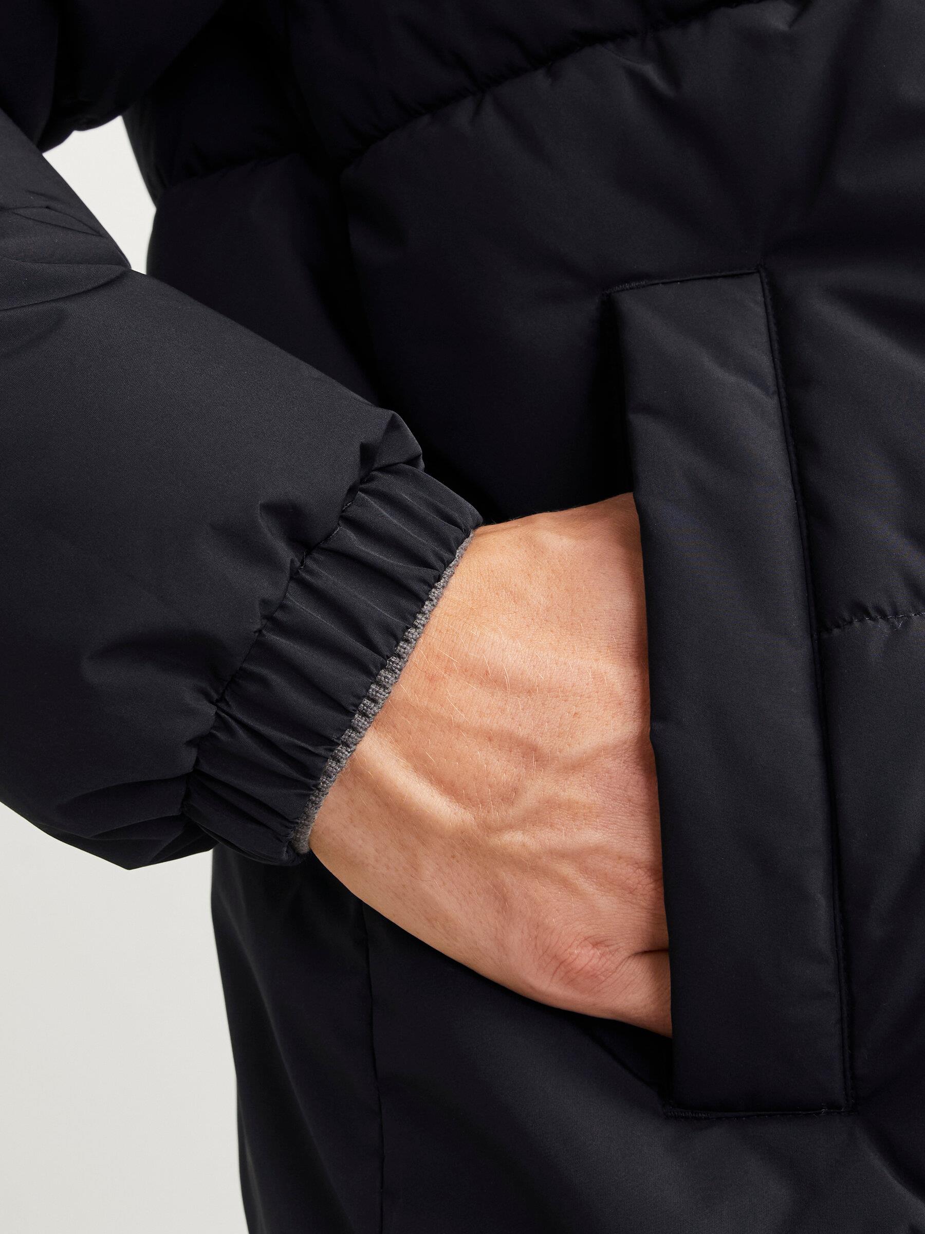 Jack & Jones JJEBRADLEY LONG Kapşonlu Erkek Uzun Parka Kaban Siyah 12256980