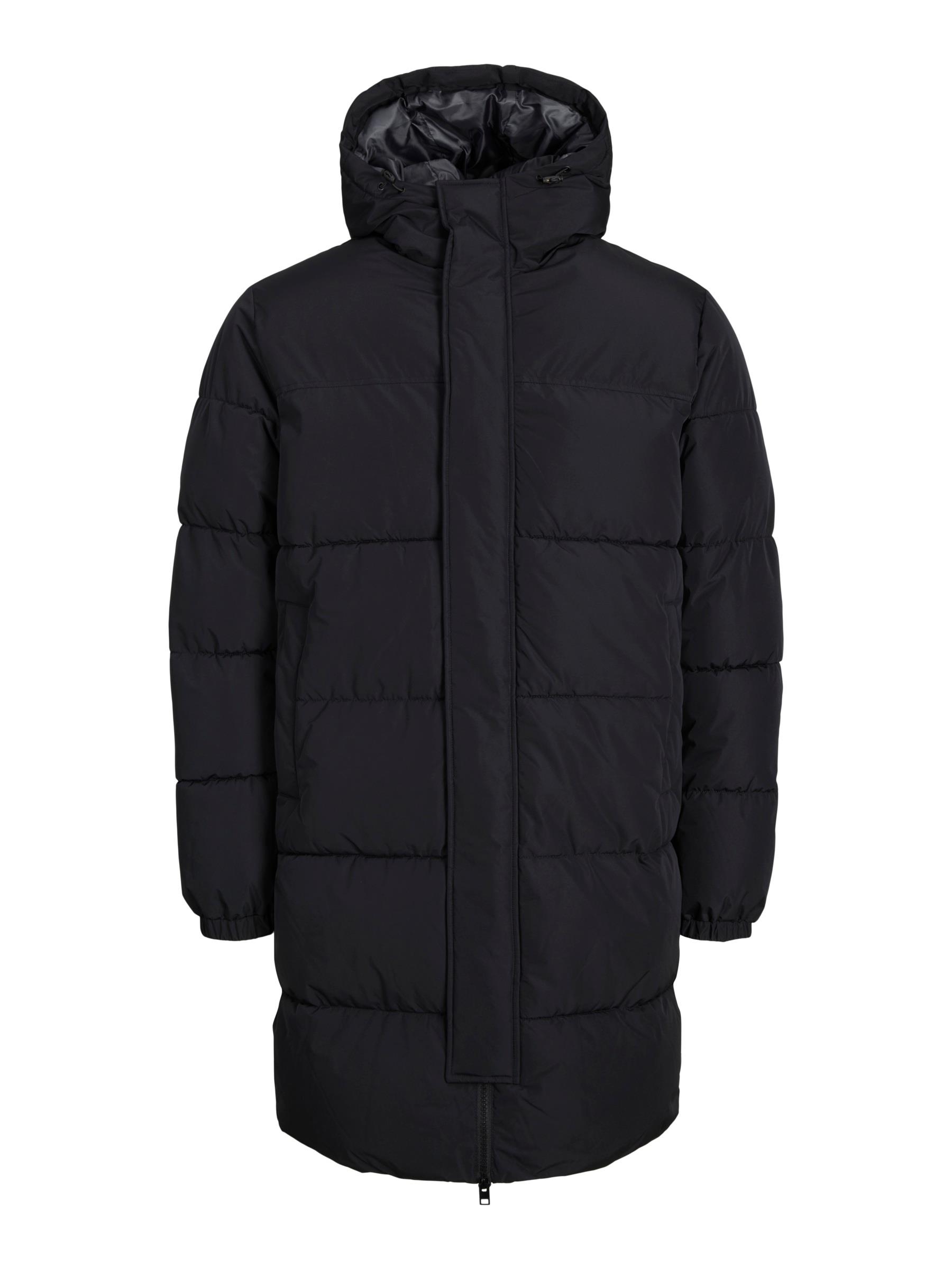 Jack & Jones JJEBRADLEY LONG Kapşonlu Erkek Uzun Parka Kaban Siyah 12256980
