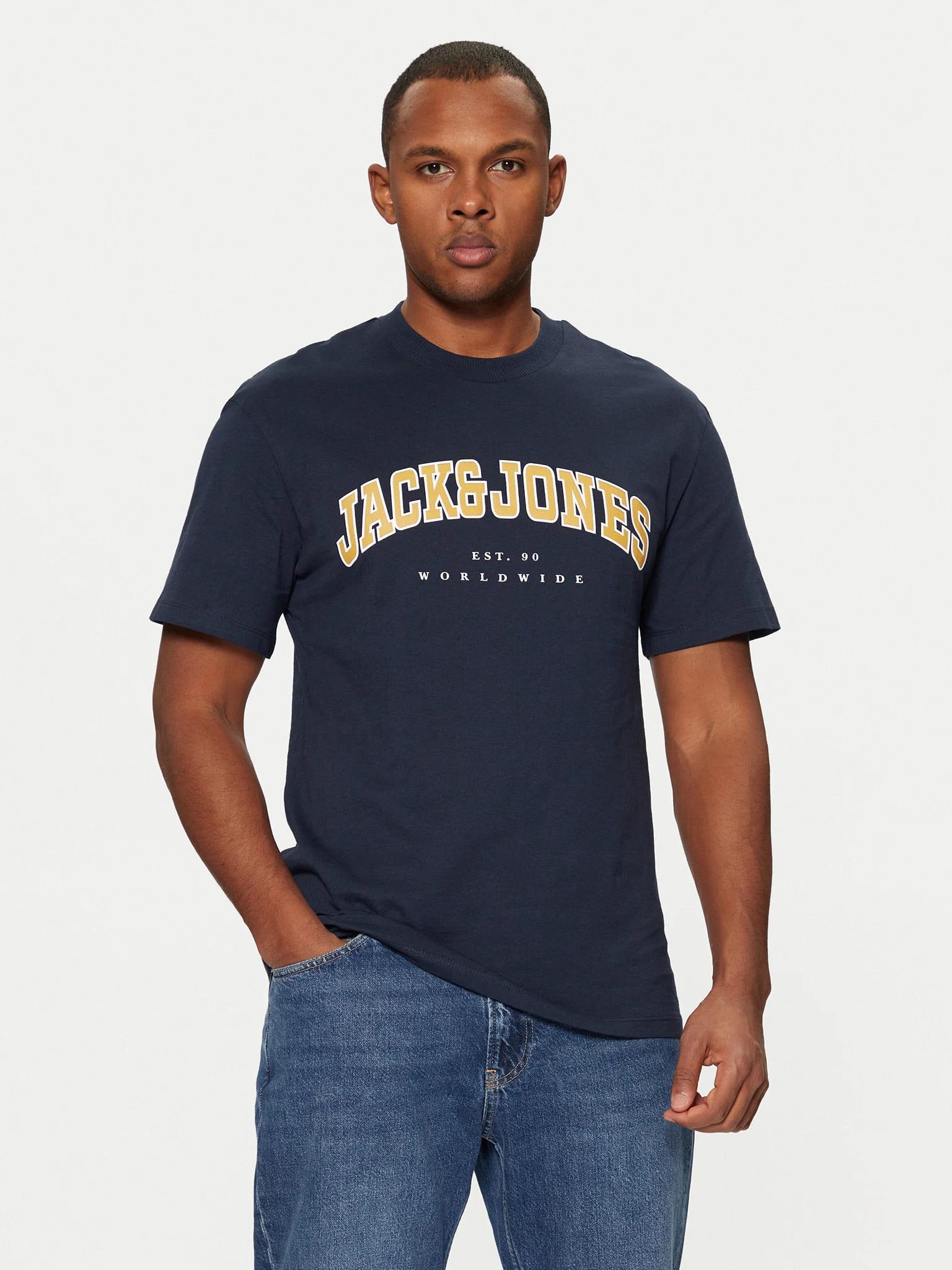 Jack & Jones JJECALEB VARSITY 0 Yaka Navy Blazer Erkek Tişört 12257579