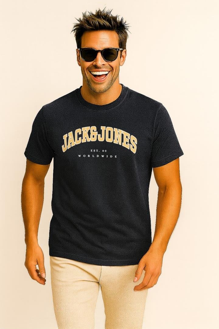 Jack & Jones JJECALEB VARSITY 0 Yaka Navy Blazer Erkek Tişört 12257579