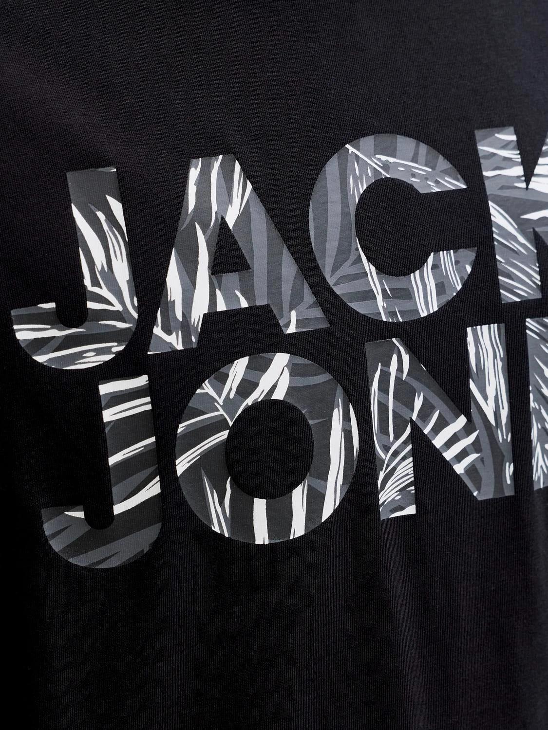 Jack & Jones JJEJEFF Logolu Erkek Siyah Tişört 12288536