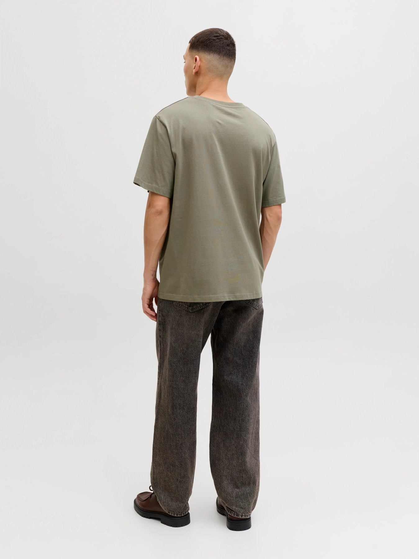 Jack & Jones JJFRANK TEE SS CREW NECK Logolu Erkek Vetiver Tişört 12288092