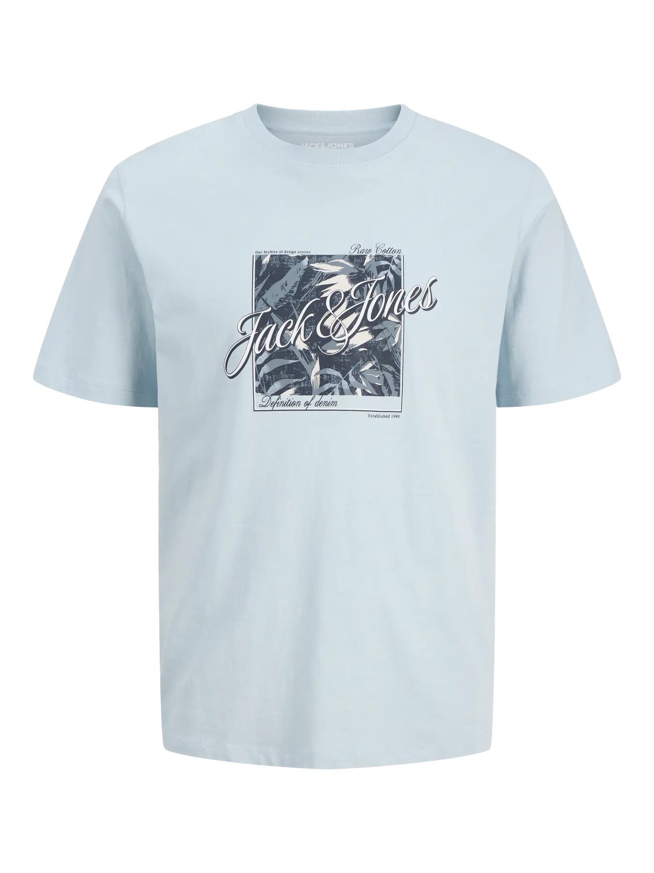 Jack & Jones JJHONOLULU SHAPE TEE SS CREW NECK LN Logolu Erkek Gök Mavisi Tişört 12288088