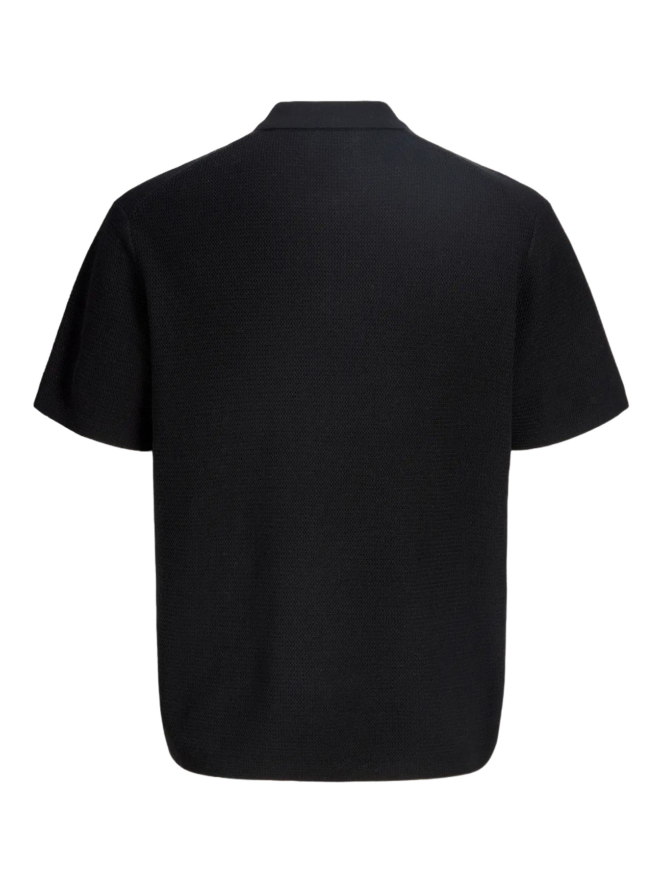 Jack & Jones JJMAX KNIT ZIP POLO SS Logolu Erkek Siyah Tişört 12288544