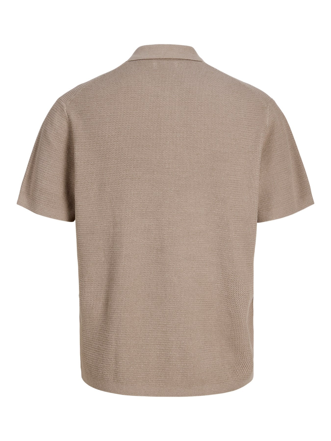 Jack & Jones JJMAX KNIT ZIP POLO SS Logolu Erkek String/Bej-Krem Tişört 12288544