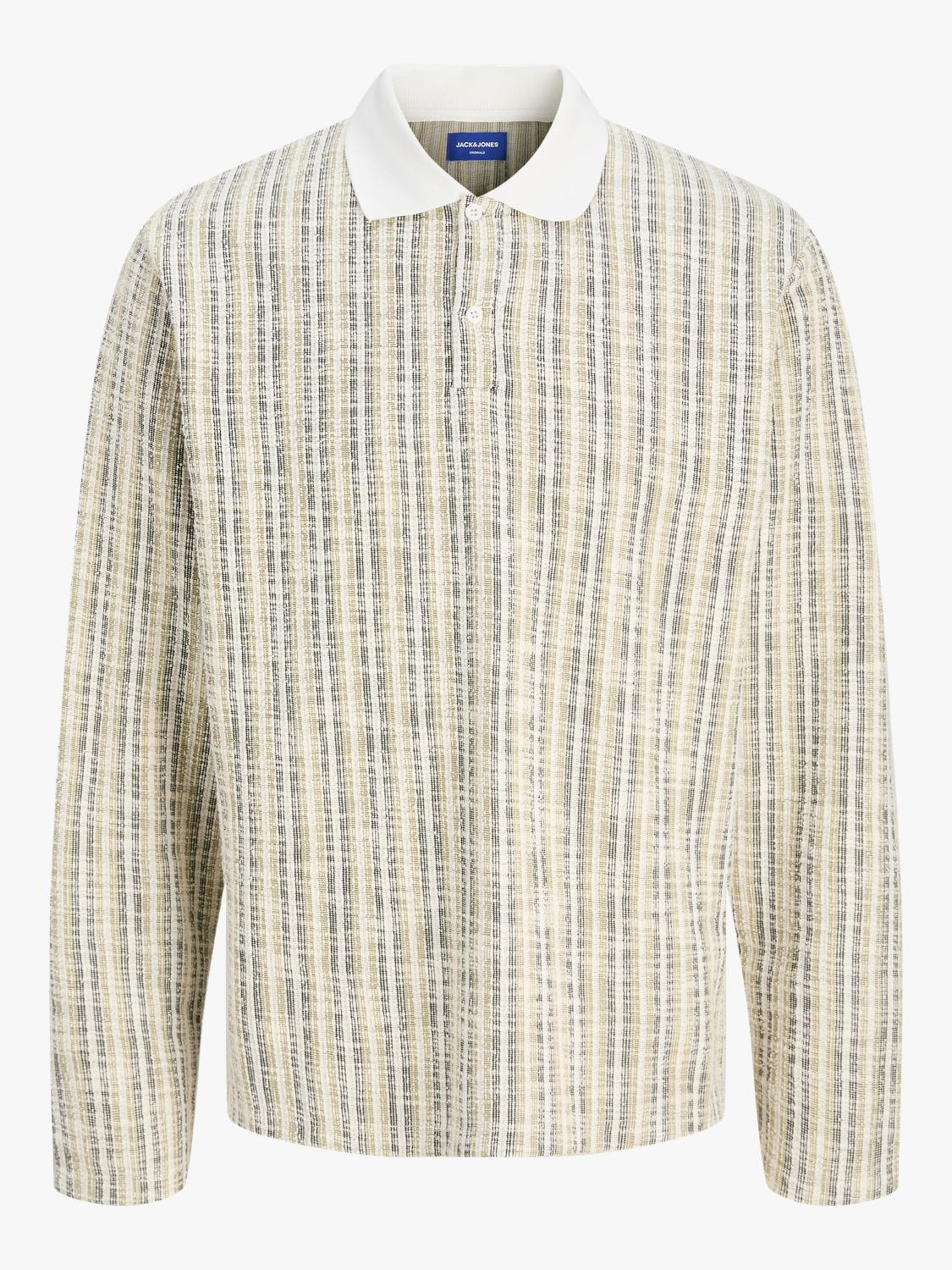Jack & Jones JORWINTER STRIPE Polo Yaka Antique White Erkek Sweat 12278032
