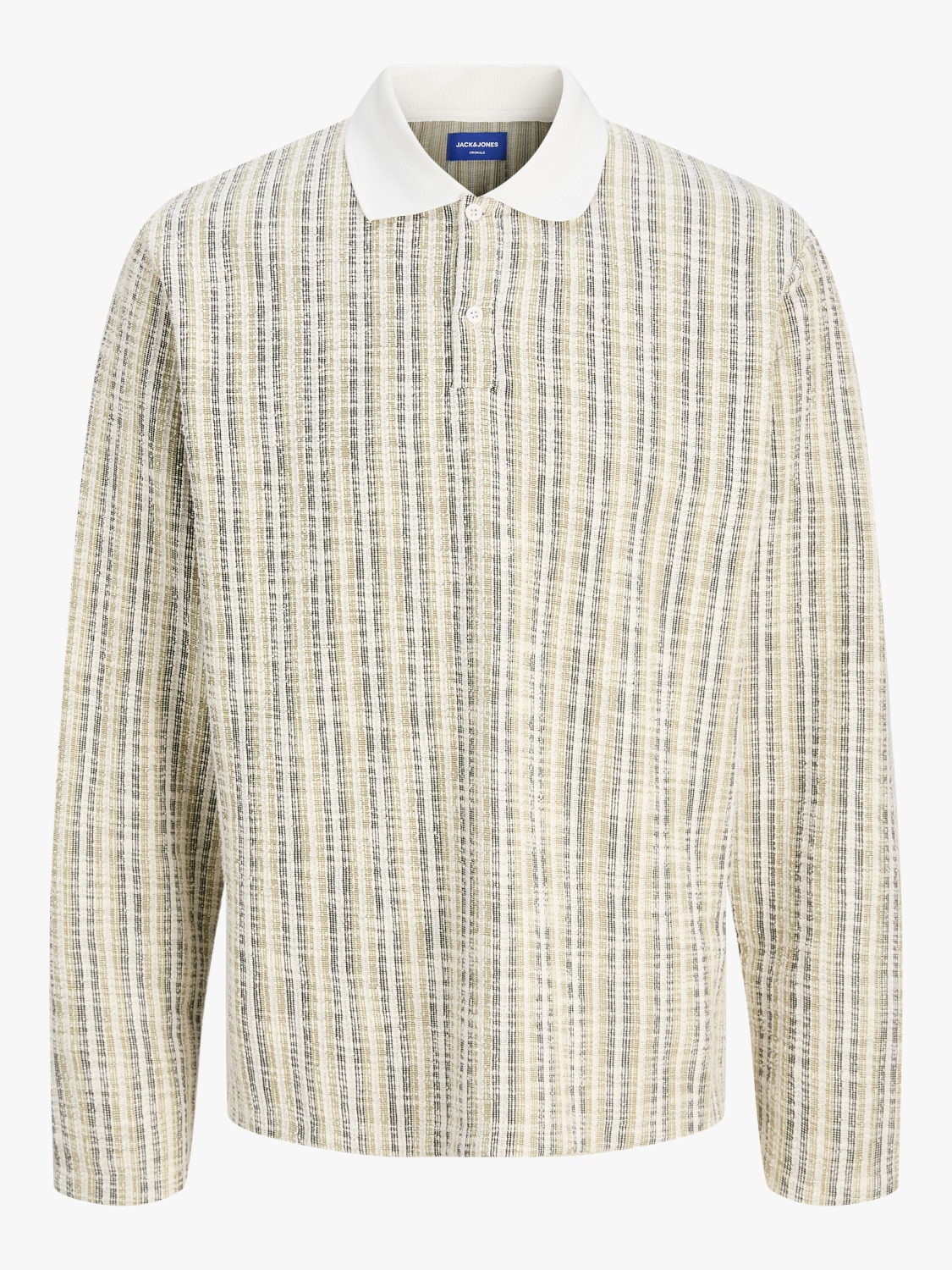 Jack & Jones JORWINTER STRIPE Polo Yaka Antique White Erkek Sweat 12278032
