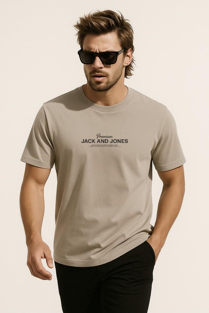 Jack & Jones JPRBLAFERRIS J&J Logolu Erkek Bej Tişört 12282250