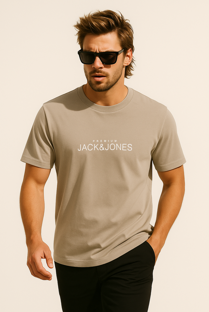 Jack & Jones JPRBLAVANCE J&J Logolu Erkek Kırık Bej Tişört 12282251