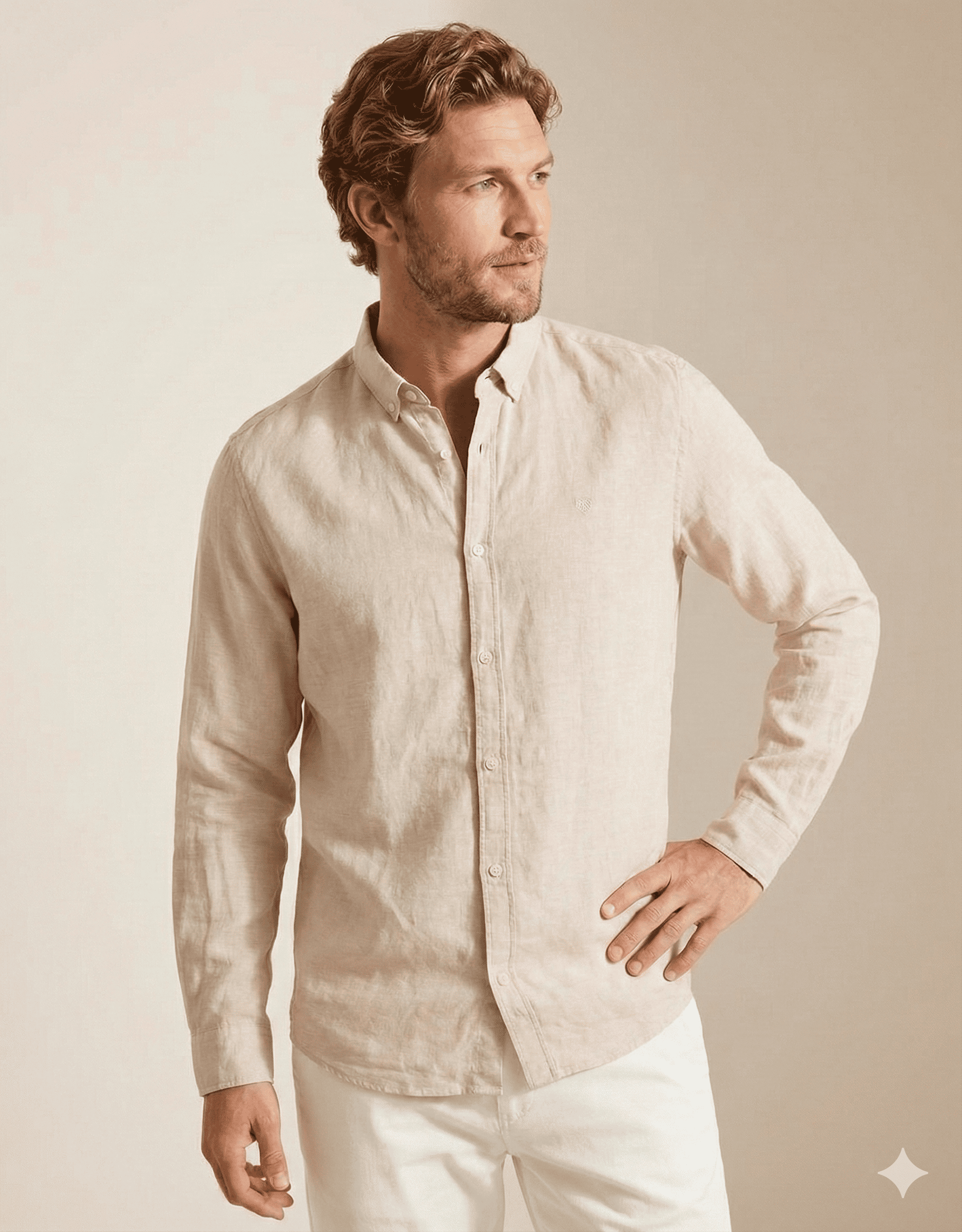 Jack & Jones JPRCCMAZE Erkek Keten Gömlek Bej 12251024