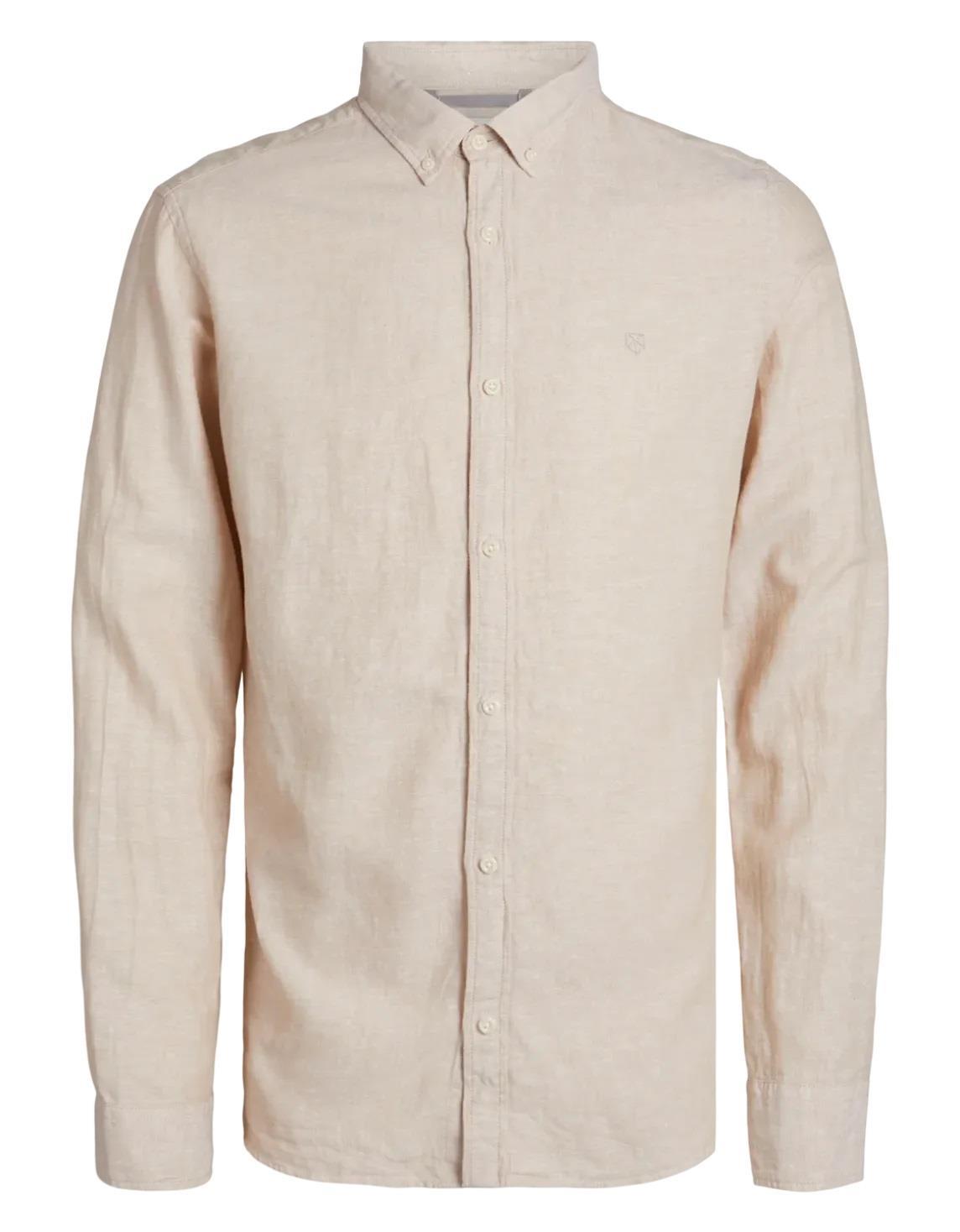 Jack & Jones JPRCCMAZE Erkek Keten Gömlek Bej 12251024