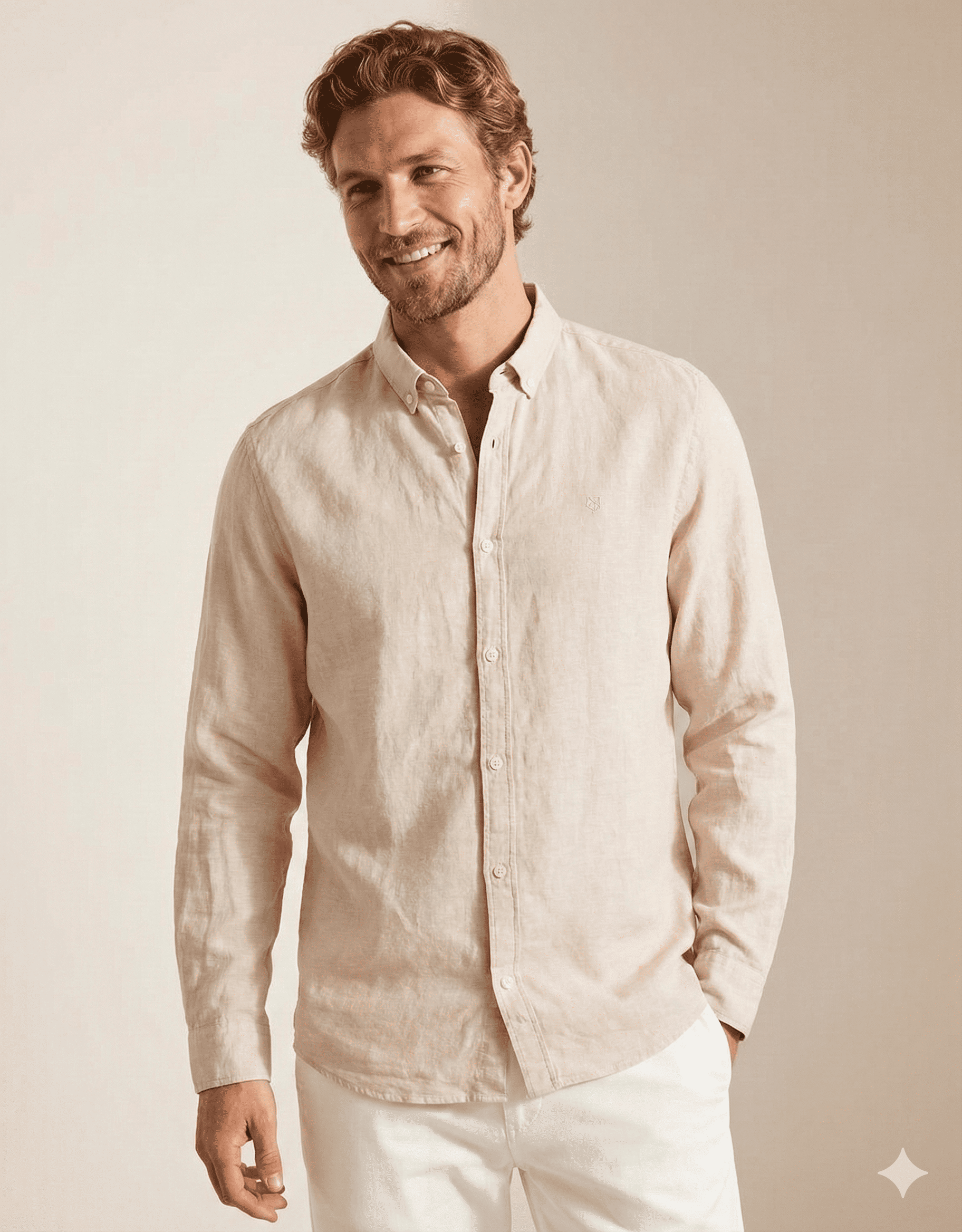 Jack & Jones JPRCCMAZE Erkek Keten Gömlek Bej 12251024