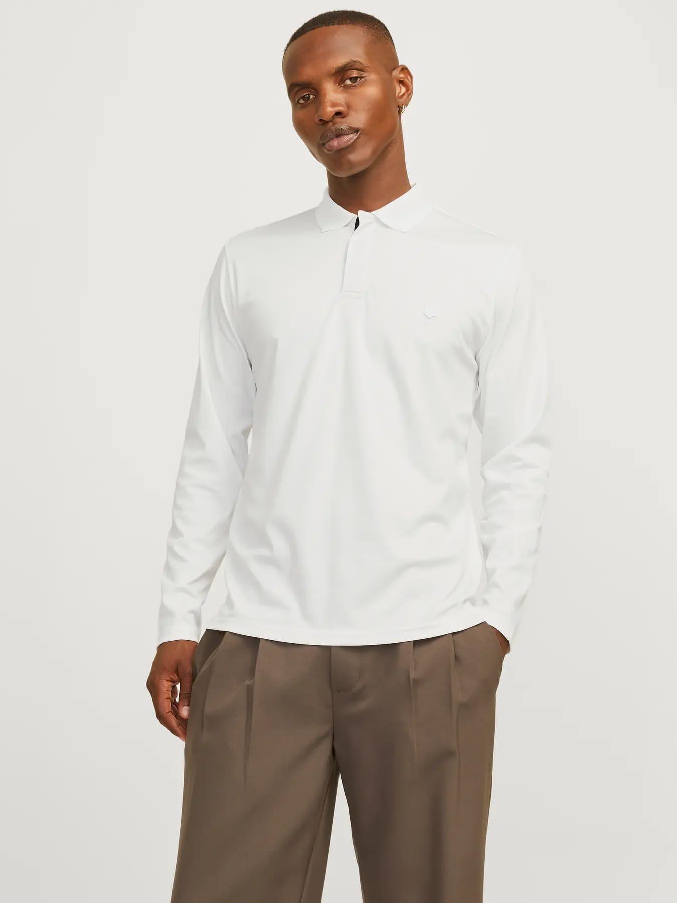 Jack & Jones JPRCCRODNEY LS Polo Yaka Beyaz Erkek Sweat Shirt 12259645