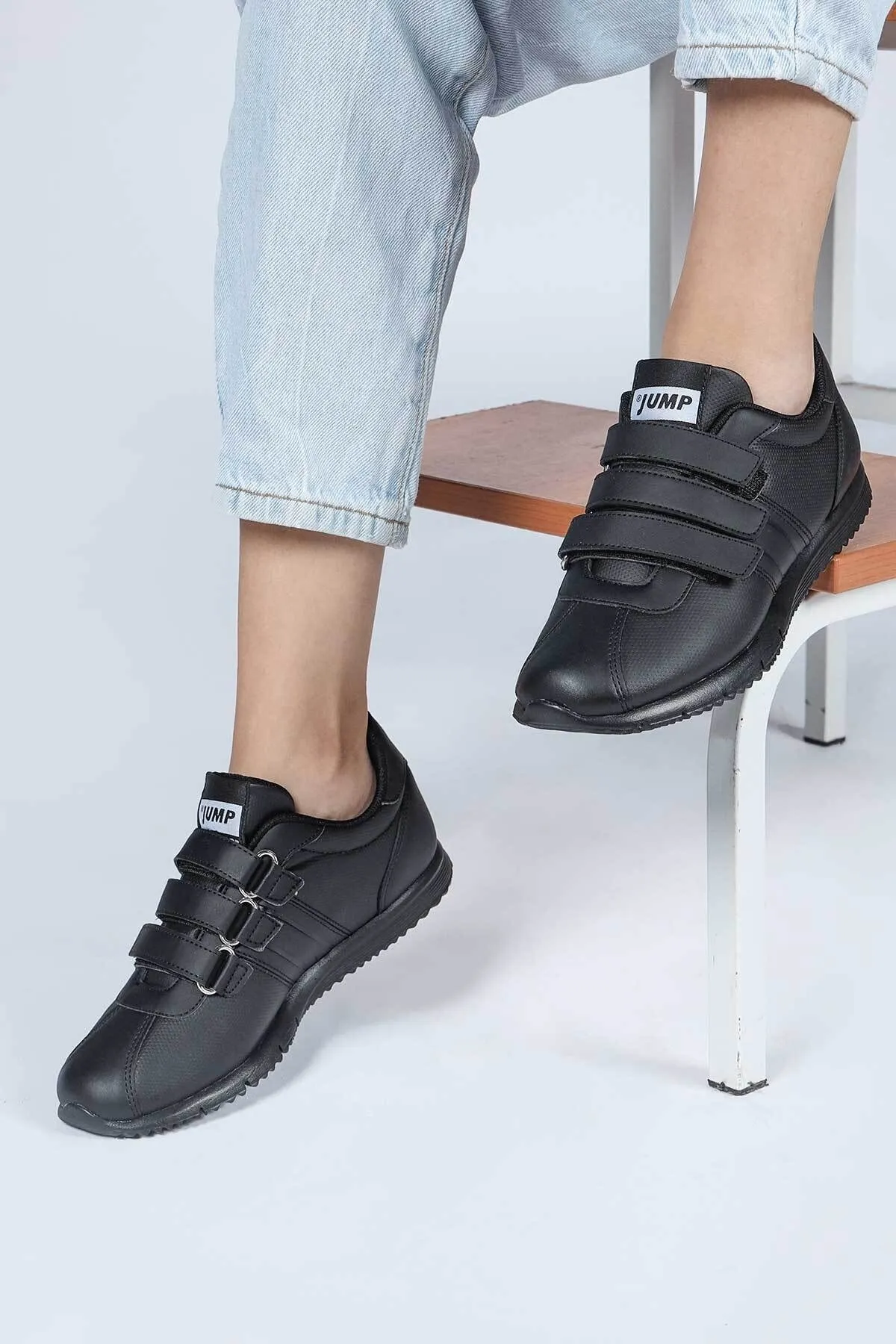 Jump 26835 Siyah Kadın Cırtlı Sneaker Spor Ayakkabı