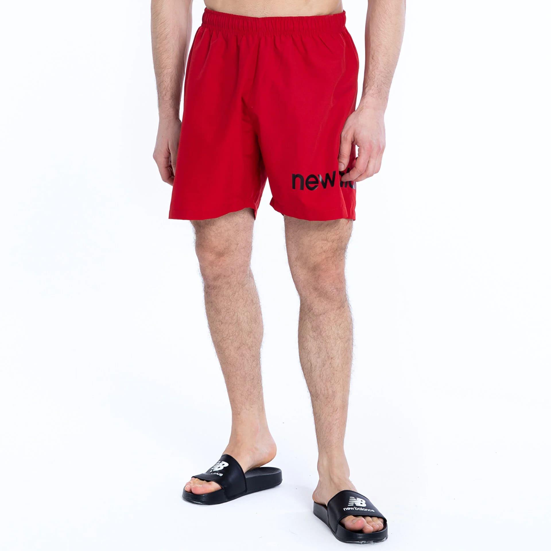 New Balance Baskılı Erkek Kırmızı Deniz Şortu MNS1324-RED